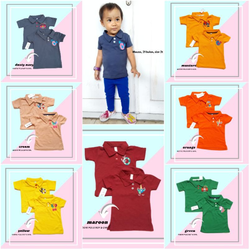 Kiddie Polo Boy & Girl 1-4 Tahun / Kaos Anak Kerah Polo Berkrah Cewe Cowo Surabaya RUMAH MIKHA