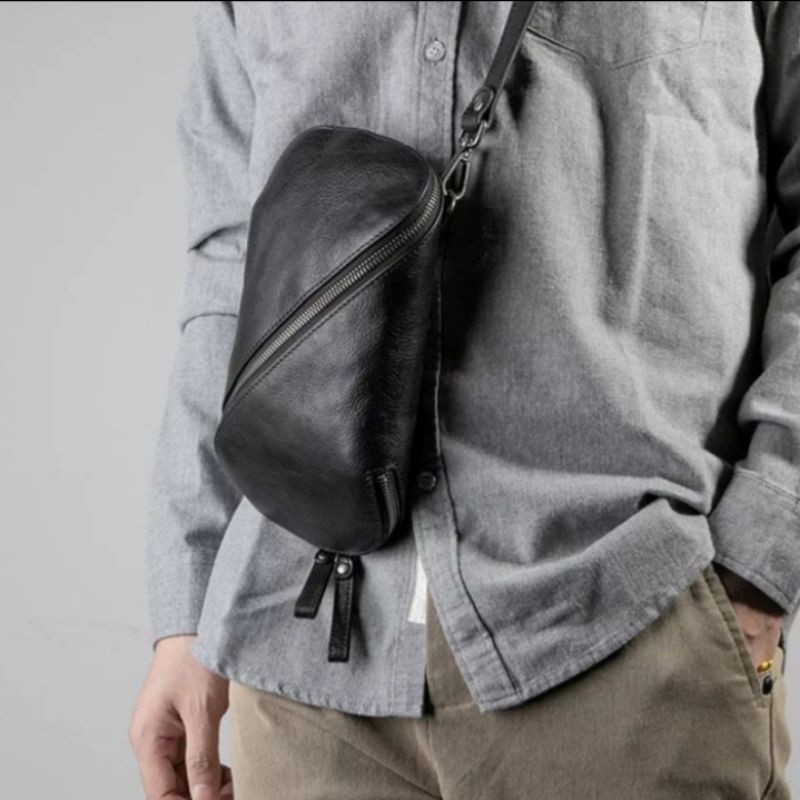 tas kulit asli model selempang dada - tas kulit asli