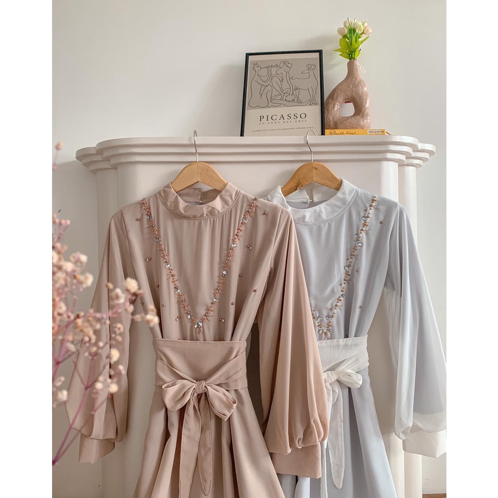 Kencana Dress Jumbo/Dress Full Furing Ld 110/Dress Remaja/Dress Lebaran/Dress Kondangan