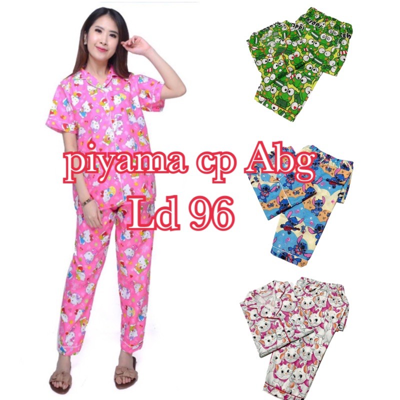 piyama ABG katun jepang lengan pendek celana panjang set