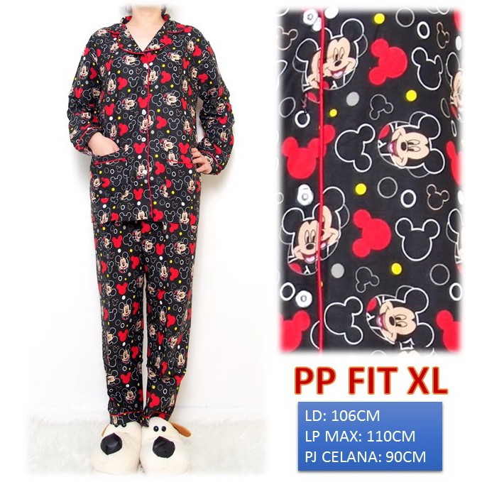 Piyama Anak / Kids CP celana panjang lengan pendek katun jepang motif BLACK MICKEY AK 009