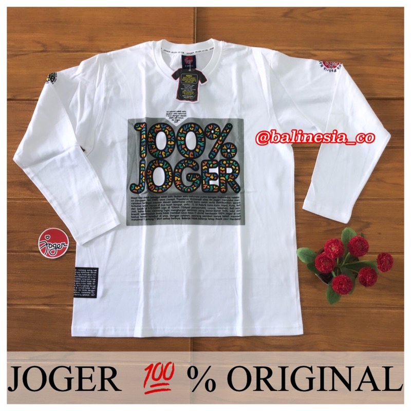 KAOS JOGER BALI DEWASA - LENGAN PANJANG - WARNA PUTIH - 100% ASLI/ORIGINAL
