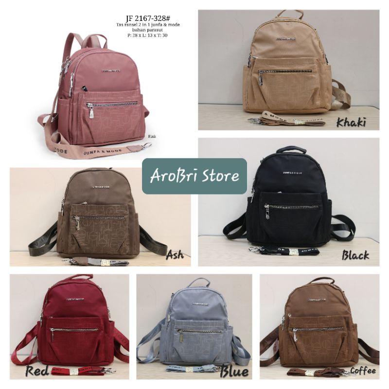 Tas ransel 2in1 merk junfa & mode JF 2167 - 328 bahan parasut motif