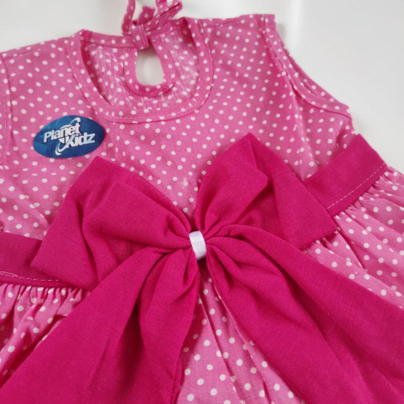 Baby gift PLANET KIDZ Baju Dress katun rok TUMPUK rampel polkadot pita anak bayi perempuan cewek girl 1 tahun