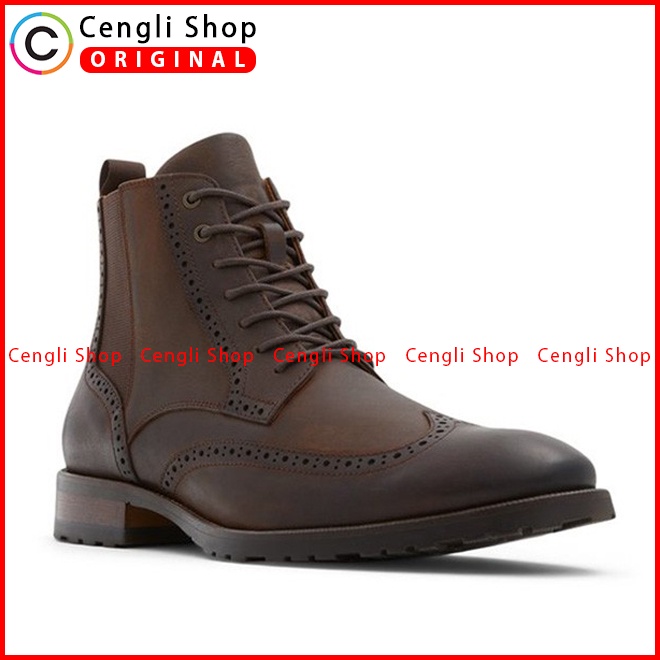 SEPATU BOOT PRIA ALDO ORIGINAL KULIT ASLI BRANDED COKLAT ALM02