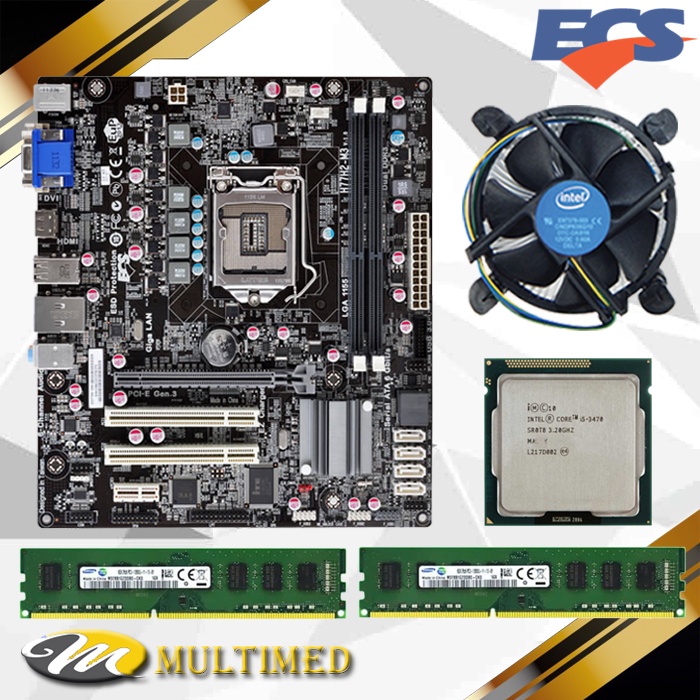 Paket Mainboard 1155 H77 Ddr3 + Core i5 3470 + FAN + RAM 8GB