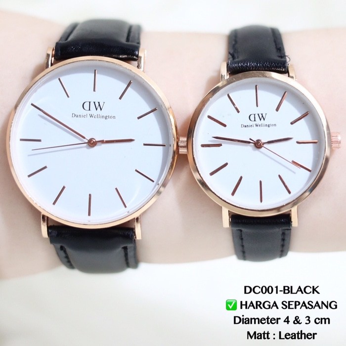 Jam tangan couple kulit pria wanita leather grosir ecer murah import grosir FREE BATERAI DC025