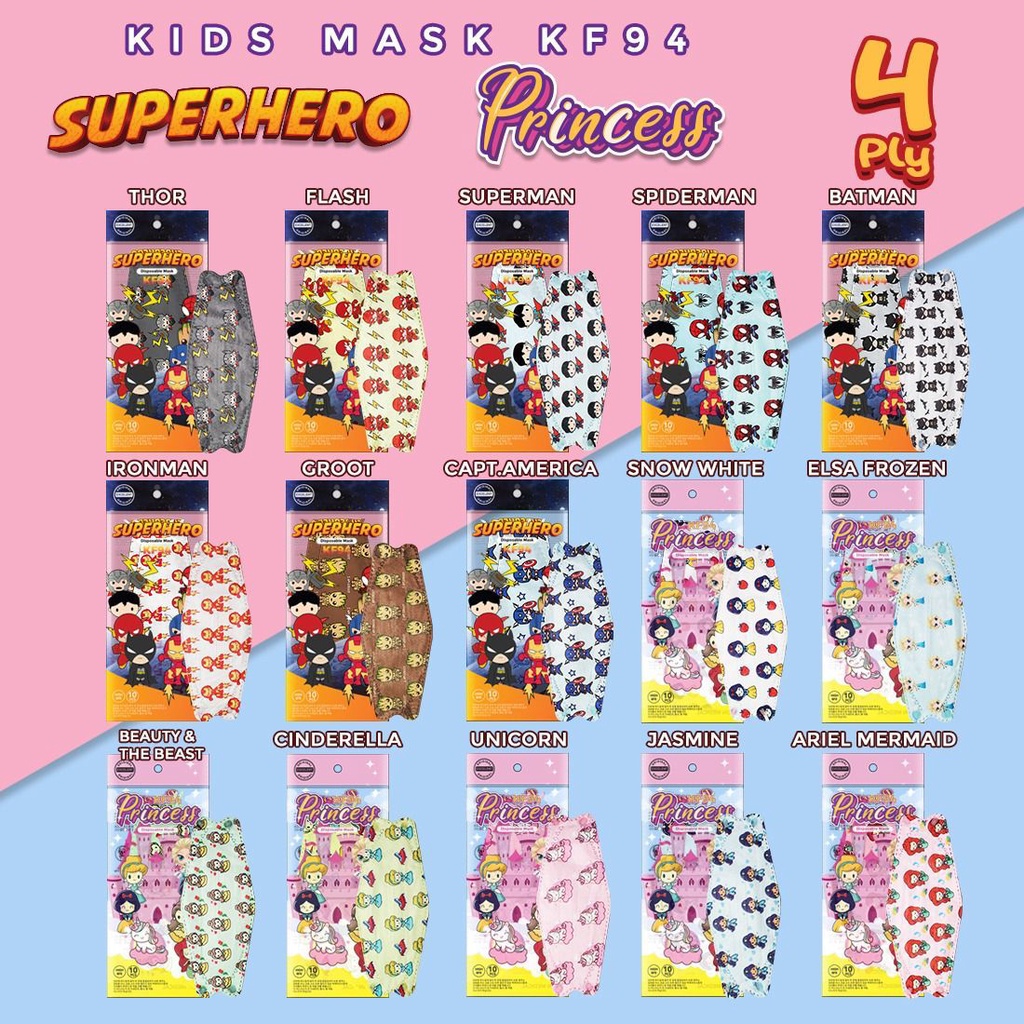 Masker anak KF94 superhero princess 4ply