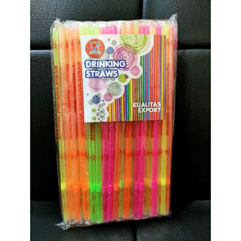 SEDOTAN BENGKOK NEON WARNA WARNi/Sedotan Tekuk 1 PACK iSi 100 pc