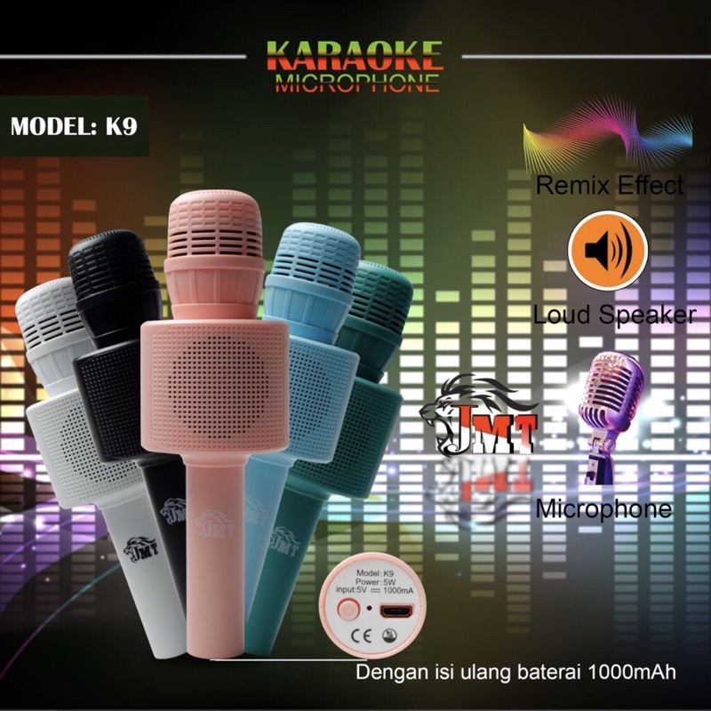 Mic karaoke wireless bluetooth WSTER K9 SMULE KARAOKE