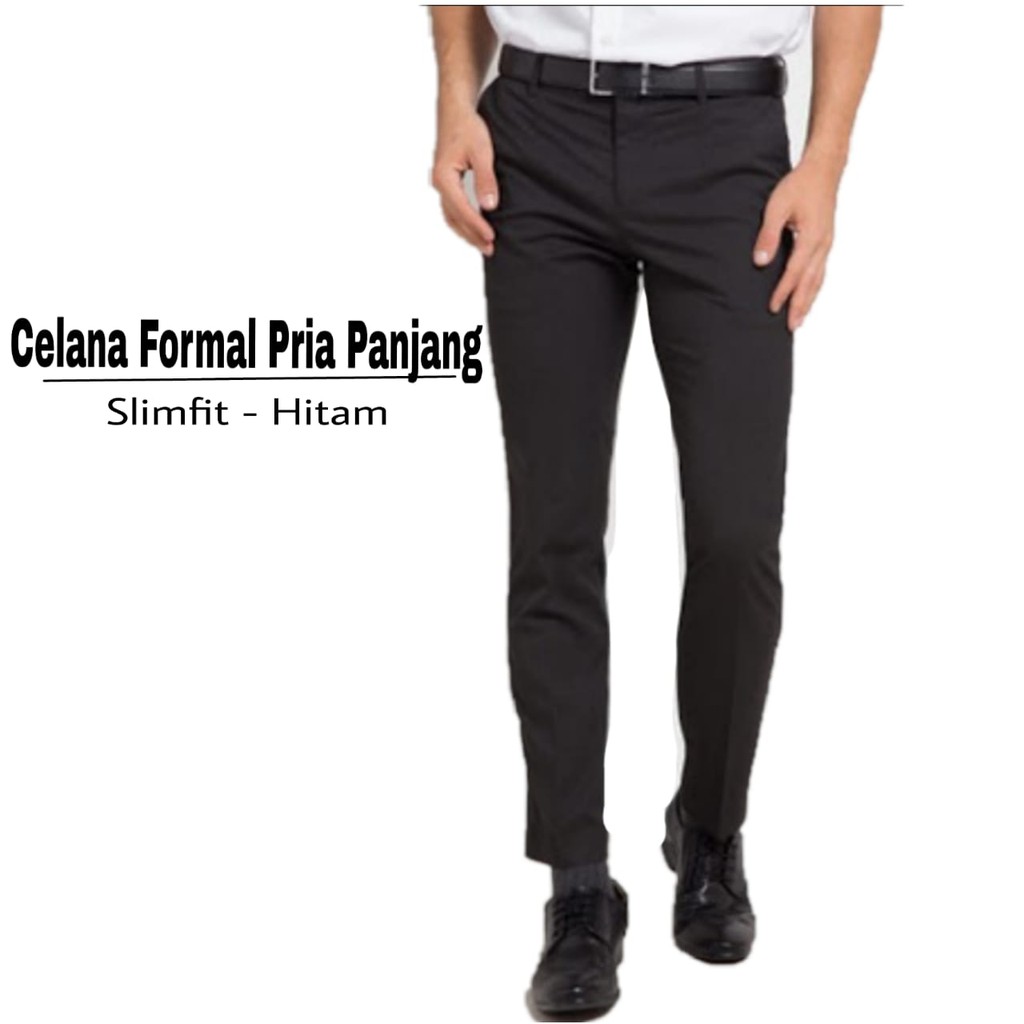  Celana  Formal Pria  Panjang Kerja  Kantor Celana  Hitam Slim 