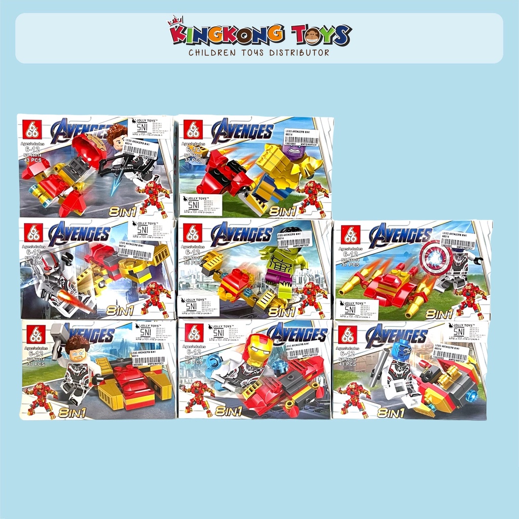 MAINAN LEGO AVENGERS 8 IN 1 43 PCS / BLOCK BONGKAR PASANG LEGO BRICKS AVENGERS / 13030092