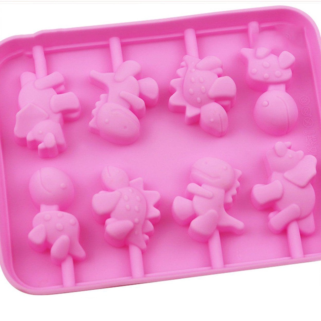 Solighter Cetakan Lolipop Mold Baking Permen Coklat Fudge Dekorasi Kue Berbentuk Dinosaurus