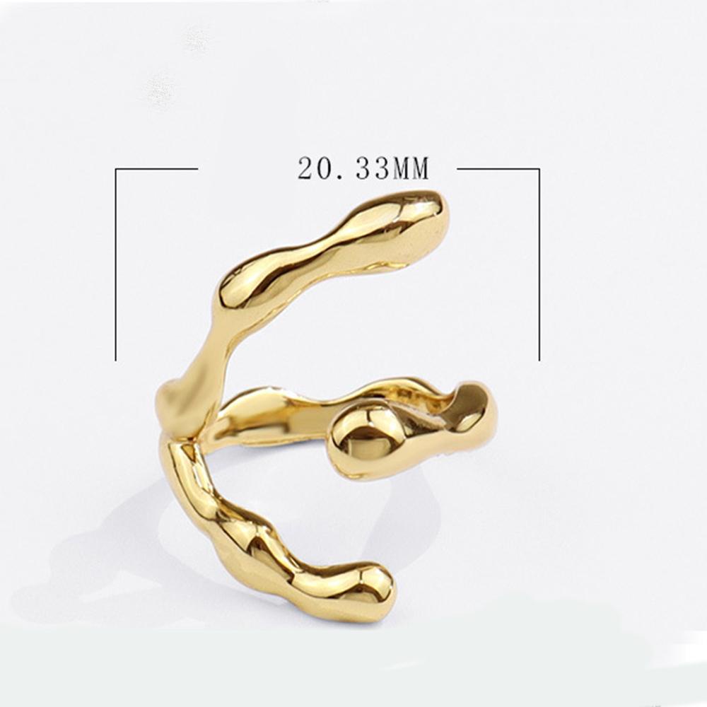 Mxbeauty Tekstur Cincin Wanita Tidak Teratur Geometris Kepribadian Jari Cincin