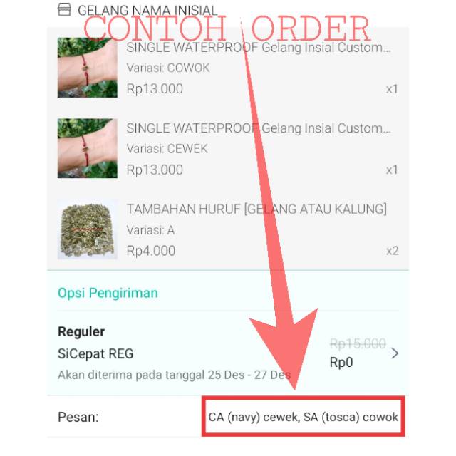SINGLE WATERPROOF Gelang Insial Custom GELANG NAMA INISIAL HANDMADE [Kode Model : G131] Fashion
