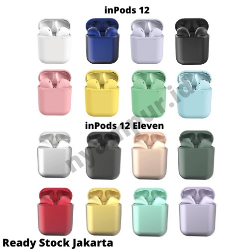 INPODS 12 MACARON Headset Bluetooth 5.0 Earpod With Case- INPODS 12 METALLIC - i12 eleven pro