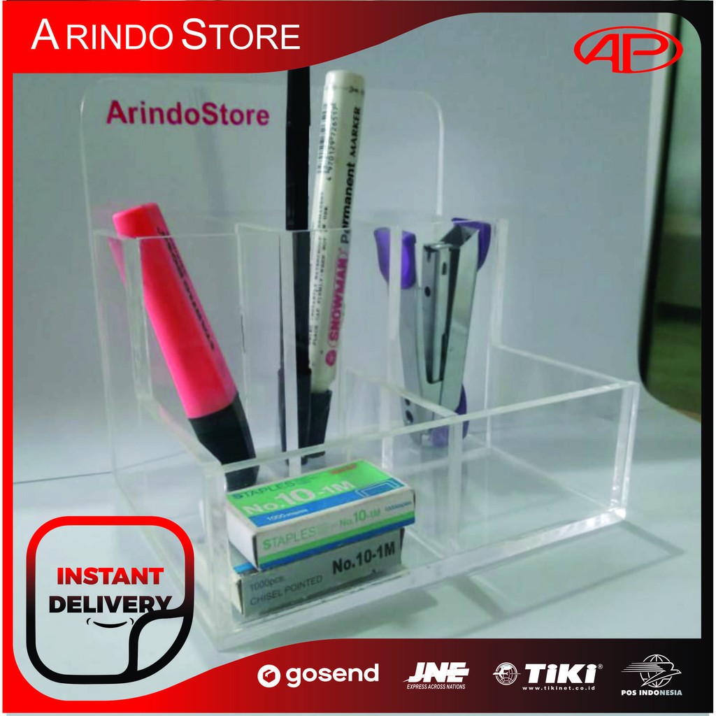 

Tempat Pensil Pulpen penghapus Akrilik / Pen Holder 5skat