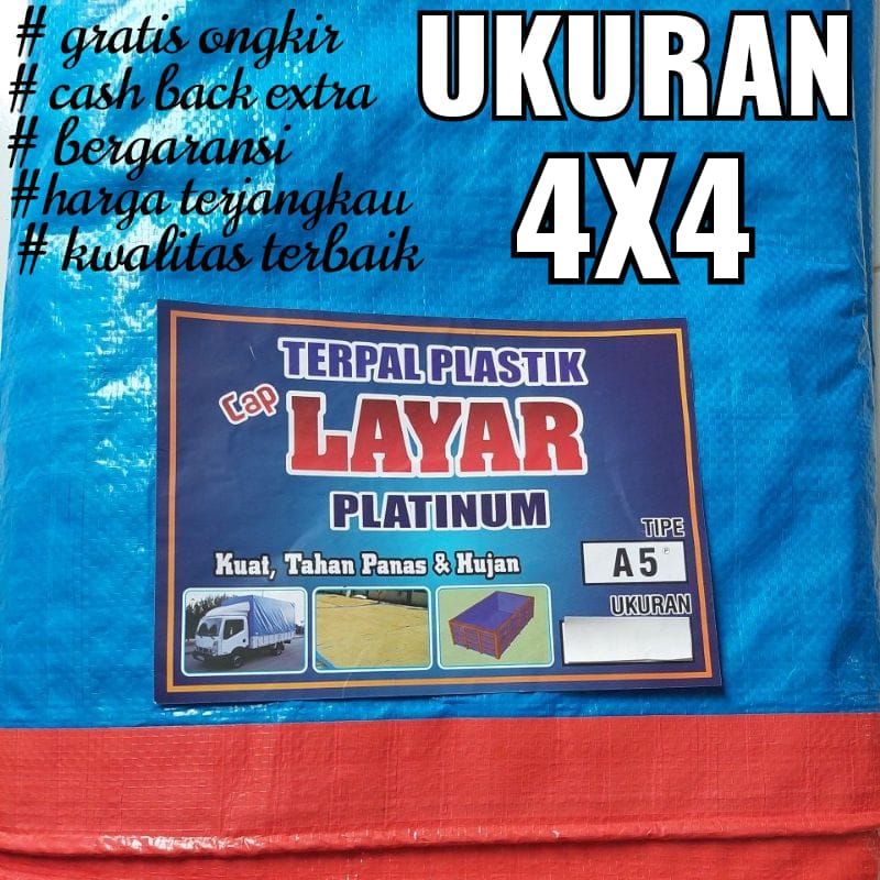 TERPAL PLASTIK A5 UKURAN 4x4 CAP LAYAR