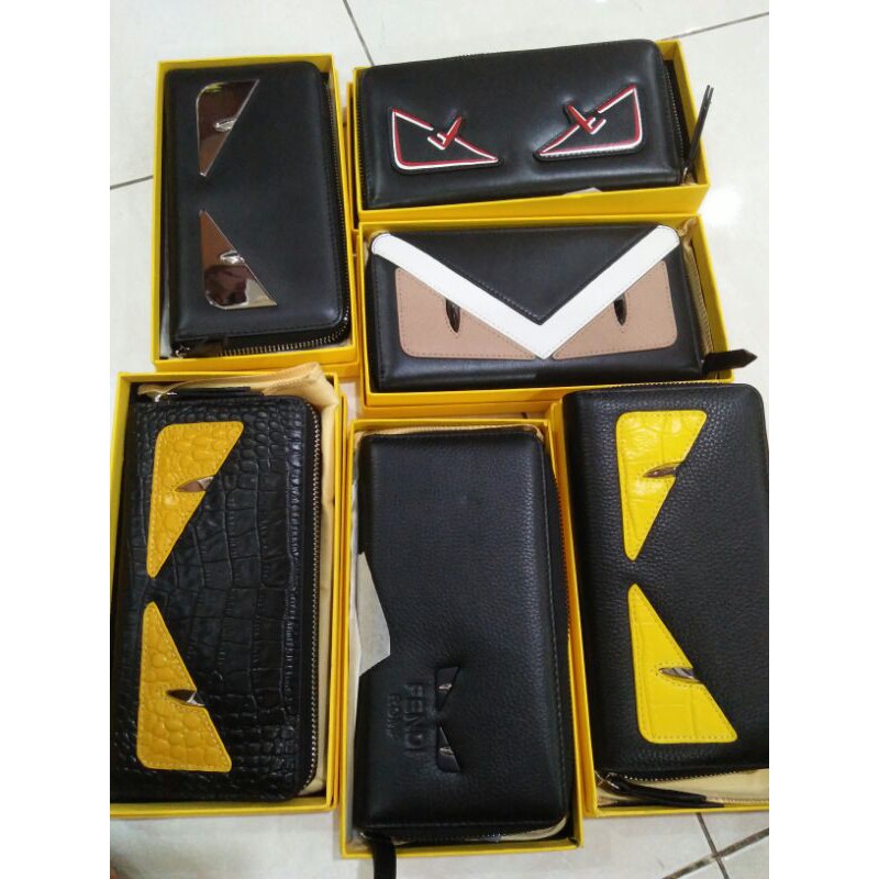 Premium Dompet panjang resleting Fendi kulit asli