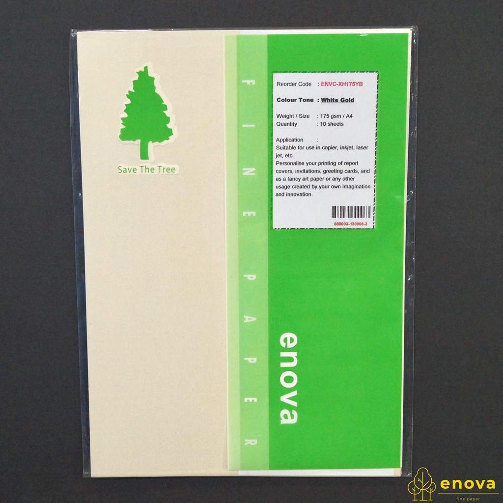 

Fancy Art Paper ENOVA | White Gold | A4 175GSM (Putih Metalik)
