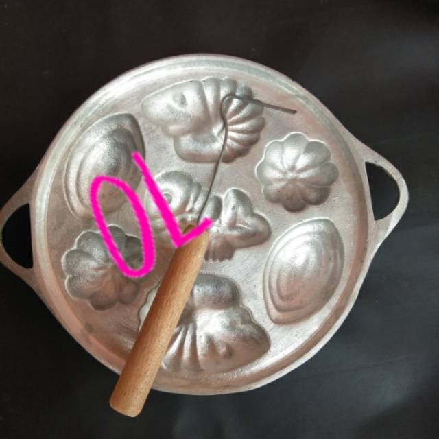 Cetakan kue cubit motif ikaan/cetakan kue cubit  motif campur/cetakan kue cubit lubang 7 bonus sutil