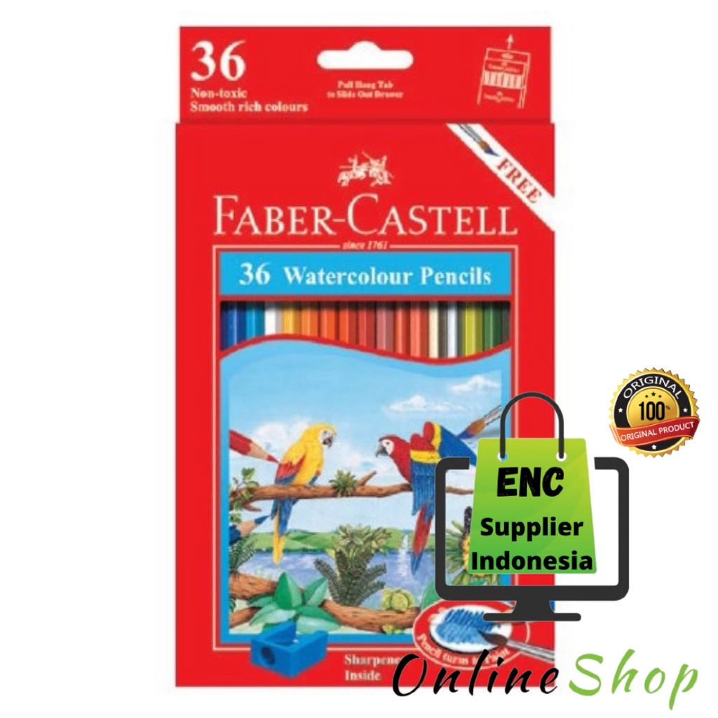 

fabercastell 36w pensil 36 warna watercolour faber castell cat air panjang per set - enc.sup