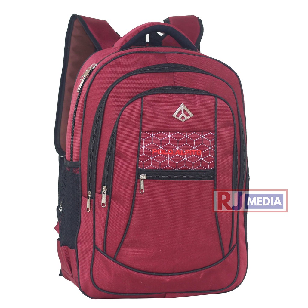 Tas Punggung Pria Tas Sekolah SMP SMA Alfito Jaring Spider Warna Merah Tas Pria Keren Tas Simple Premium Look Free Raincover Laptop In Bahan Tebal