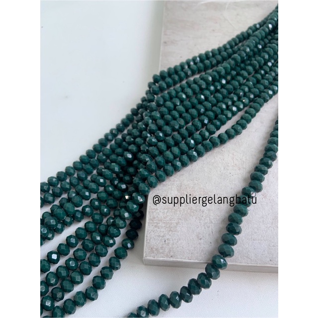 Crystal Ceko Doft 8mm HIJAU TUA DARK GREEN bahan craft manik donat