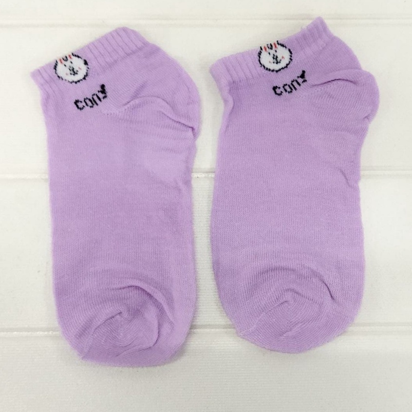 INDOMINI Kaos Kaki Ankle Beruang Kaos Kaki Pendek Semata Kaki Motif Brown Line Unisex R109-KELINCI UNGU MUDA