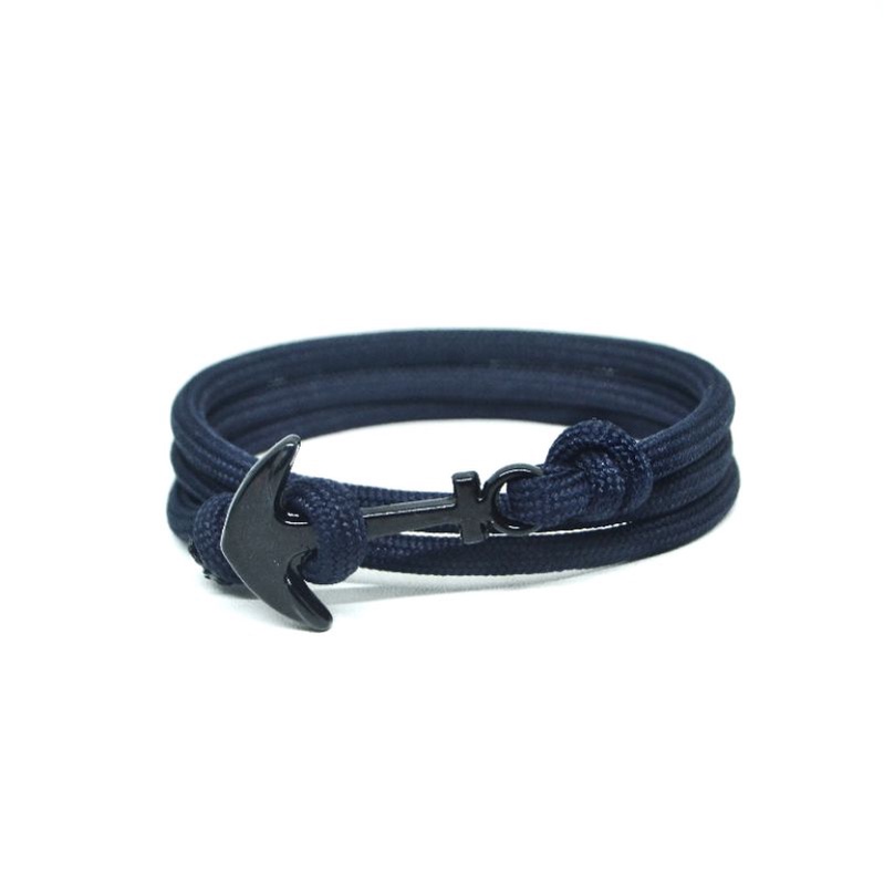 Gelang Hitam Polos Pria Wanita Jangkar Paracord 4mm