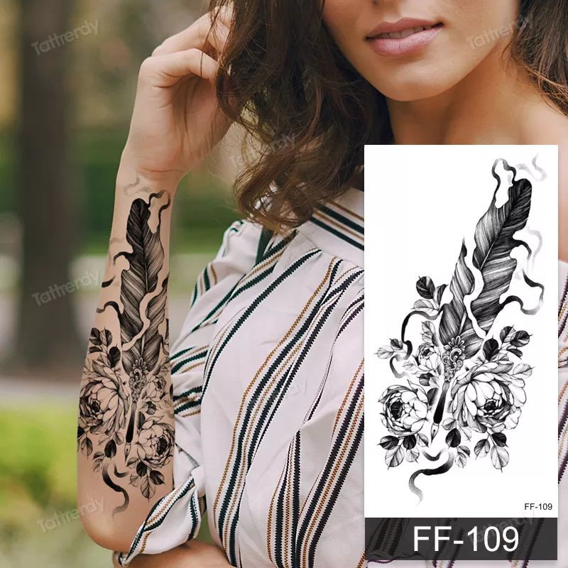 Tatto temporary Model ular Sayap Kembang Bunga model FF