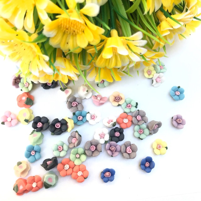 Bunga Clay 10mm Bahan Craft isi 10pcs Nailart Bahan Tasbih Digital