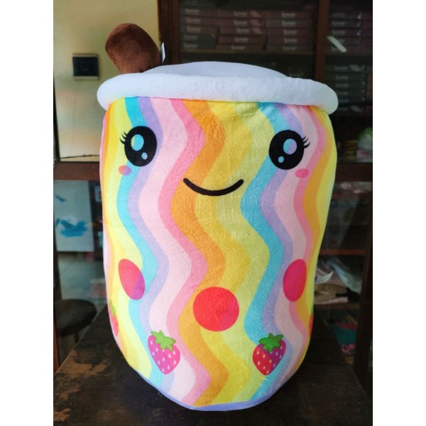 Boneka Boba Jumbo Rainbow Strawberry Ungu, Ready Stock