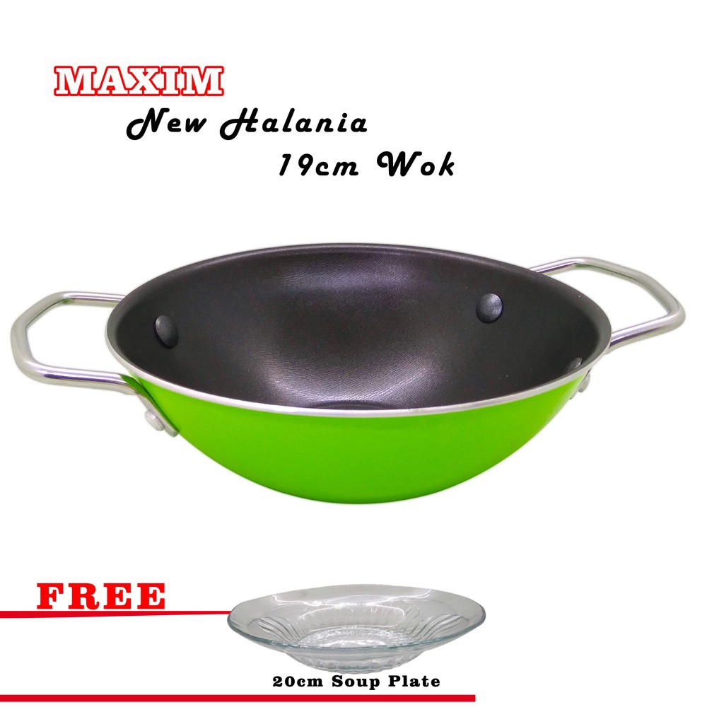 Maxim New Halania Mie Wok 19 cm + Piring Kaca