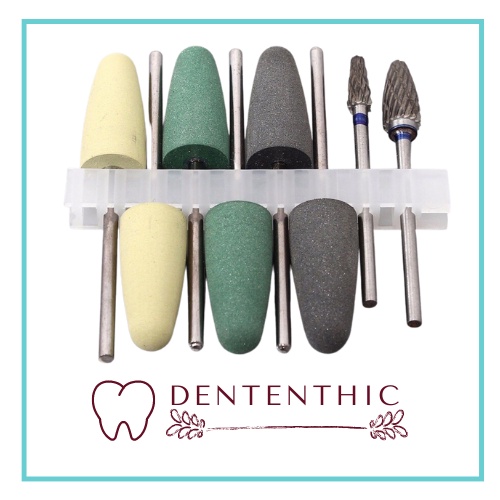 Dental Acrylic Polishing Kit / Dental set bur acrylic poles akrilik burs kit gigi palsu fraser stone hijau tiruan denture low speed