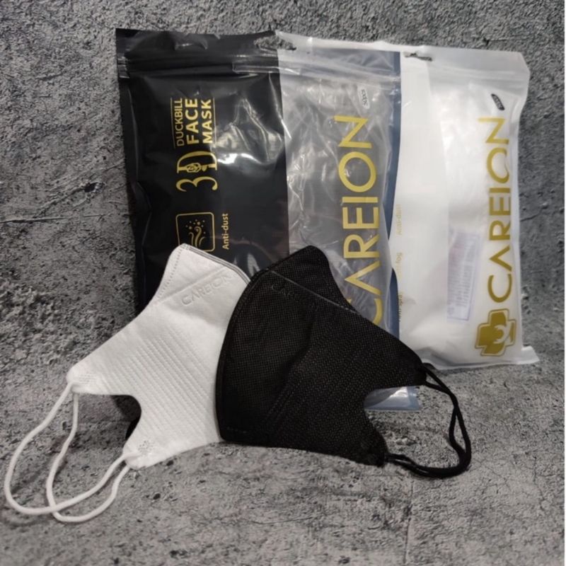 ECER 1 PCS - CAREION MASKER DUCKBILL DEWASA - MASKER DUCKBILL EMBOS HITAM PUTIH