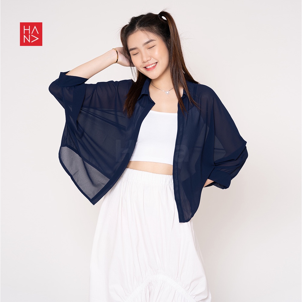 (COD) HanaFashion - Felecia Basic Outer Atasan Wanita  - SB144-Navy