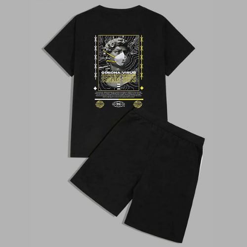 Clothing May - 1 Set David Corona Virus 1 Set One Set Oneset Satu Pasang Satu Setel Fashion Sepasang Kaos Koas Set Boxer Distro Kekinin T Shirt Tshirt T-Shirt Premium Murah Unisex Sablon Dtf Murah Celana Pria Pendek Tali Kolor Bokser