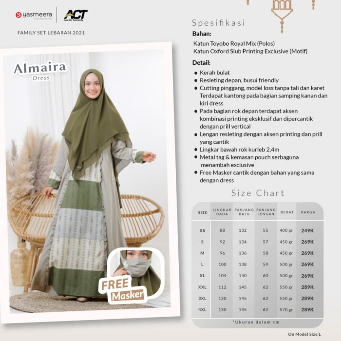 Set-Family-Muslim-Busana- Sarimbit Family Alman Almaira A02 Yasmeera Gamis Dan Koko - Gamis Anak, S