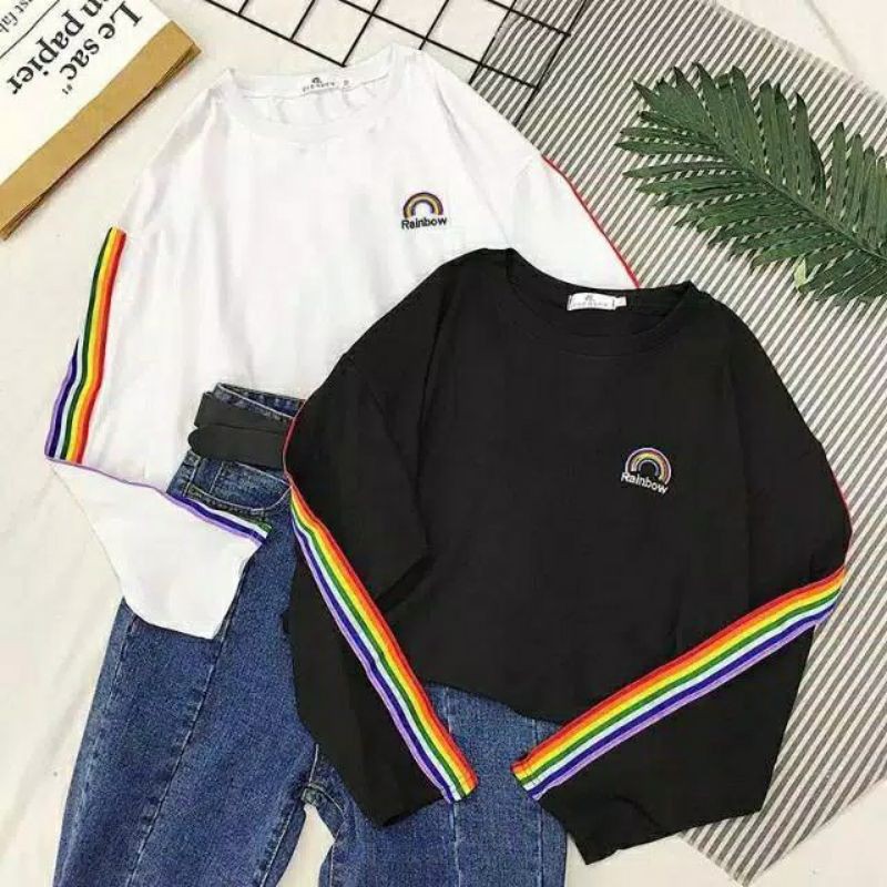 SWEATER PELANGI // RAINBOW (List Asli + Sablon Timbul) ®
