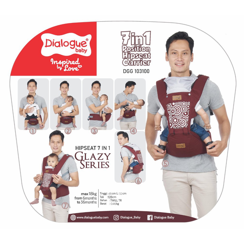 Gendongan Hipseat Dialogue 7 Posisi  Gendongan Bayi Depan Hipseat Champion Glazy