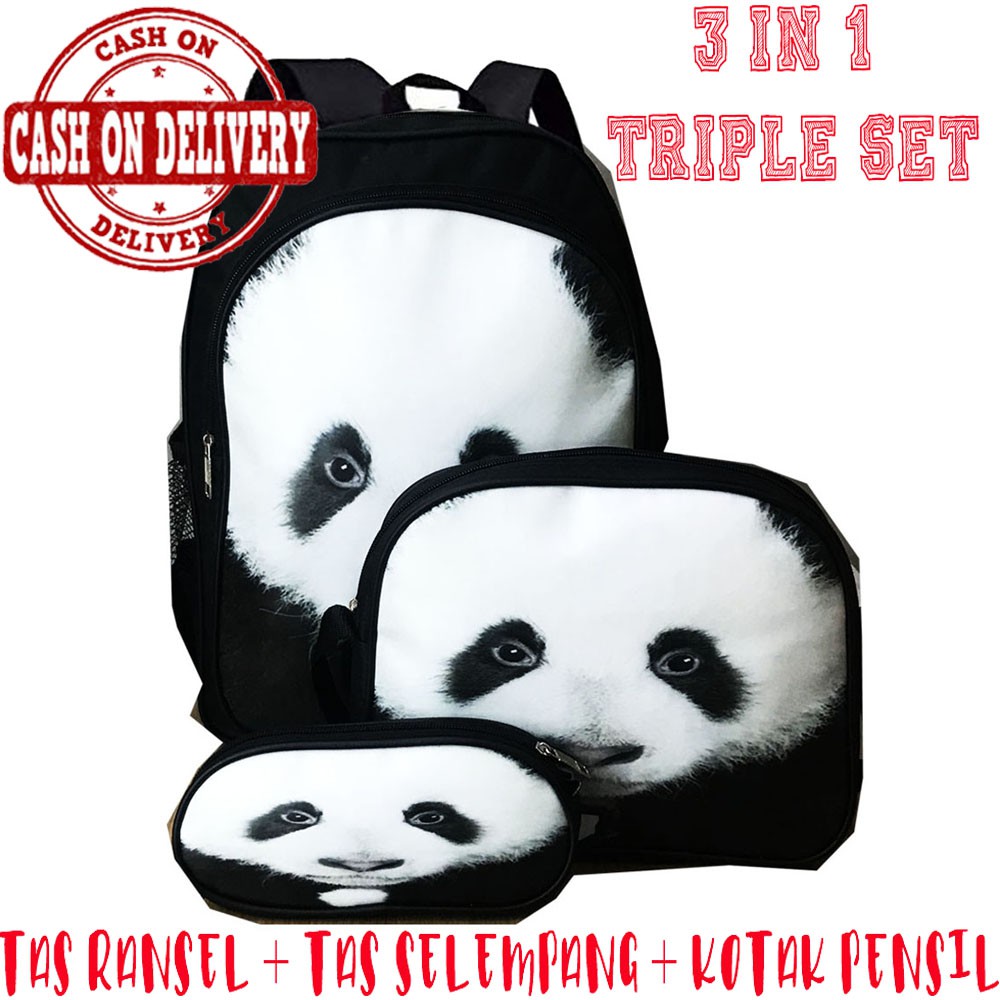 JUAL RUGI ~ COD ~ Tas Ransel 3 Set Anak Binatang Animal Dinosaurus Dino Kupu Kupu Panda tas beranak tas 3in1 tas 3 in 1