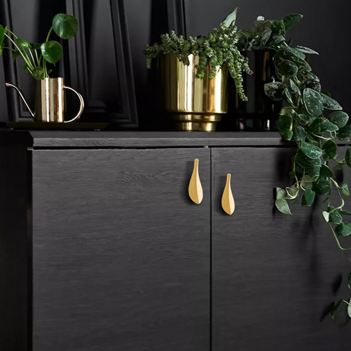 Handle Lemari Gagang Pintu Lemari Tarikan Pintu Minimalis Knob Handle Door Cabinet Leaf Gold 1 PC