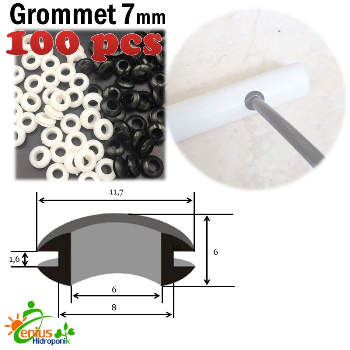Grosir 100 pcs Grommet 7 mm / Gromet Hidroponik 7mm Dutch Bucket