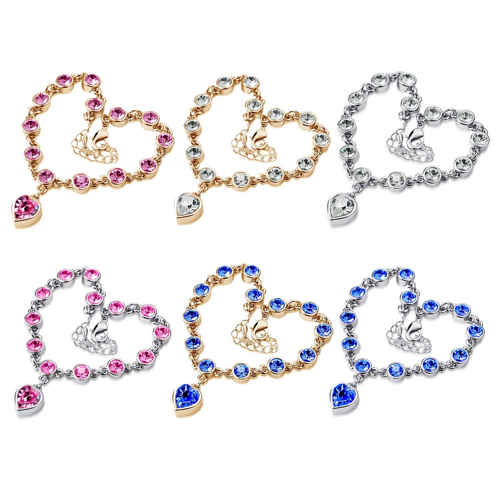 Hu Hu Hu Hu Hu Alat Bantu Pasang Kacamata♡ Gelang Rantai Bentuk Hati Aksen Berlian Imitasi Bahan Alloy Untuk Wanita