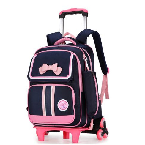 (RK)Tas Troli Anak Perempuan Motif PITA SD SMP Roda Import