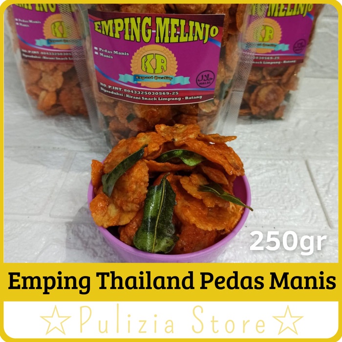 

Emping Thailand Pedas Manis 250gr Daun Jeruk Tipis Pipih Super Krispy - Pedas