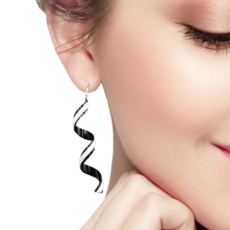 Anting Gantung Panjang Model Spiral Untuk Wanita