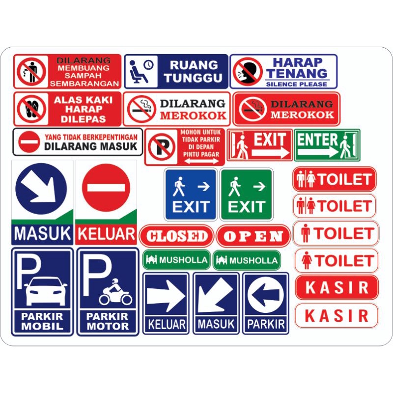 

sticker sign petunjuk ukuran custom signage papan petunjuk