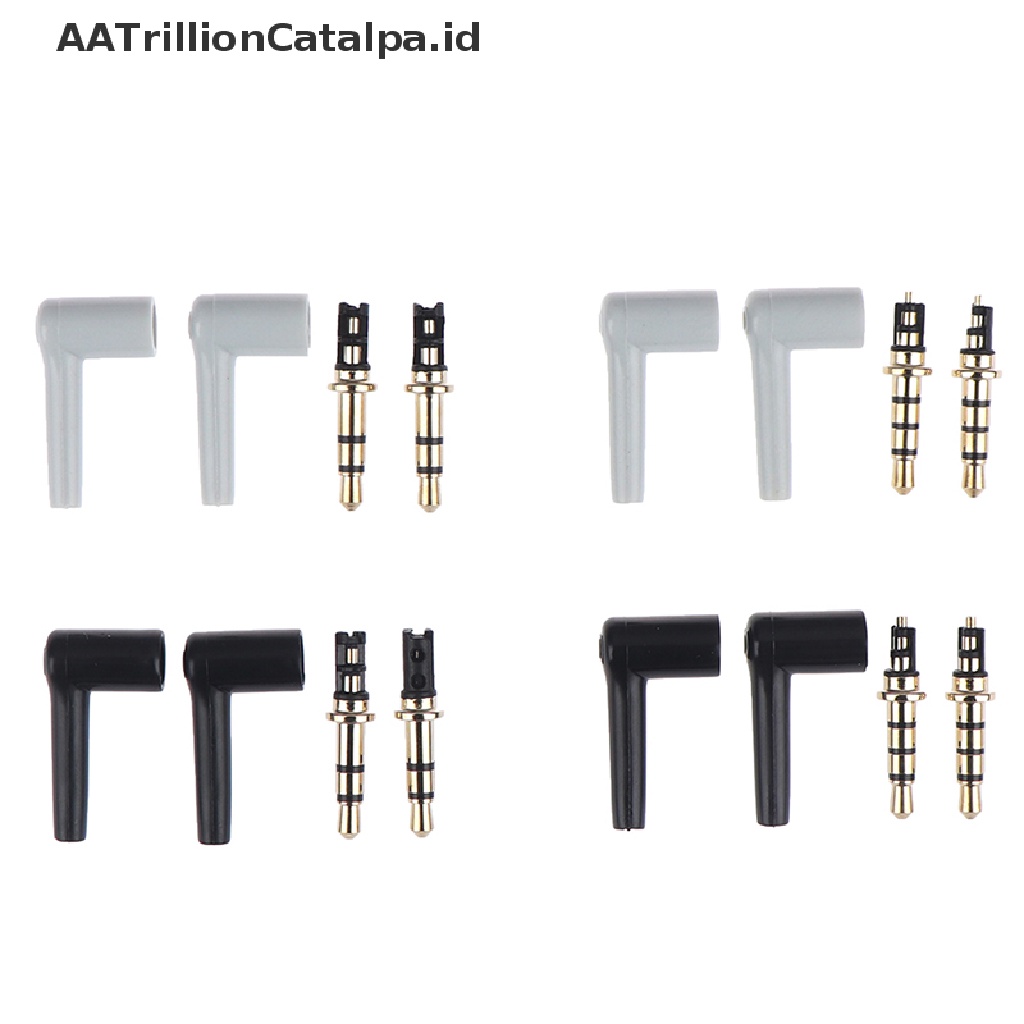 (AATrillionCatalpa) 2pcs / lot plug jack Audio 3.5mm 90 Derajat 3 / 4 pole 3.5 Lapis Emas